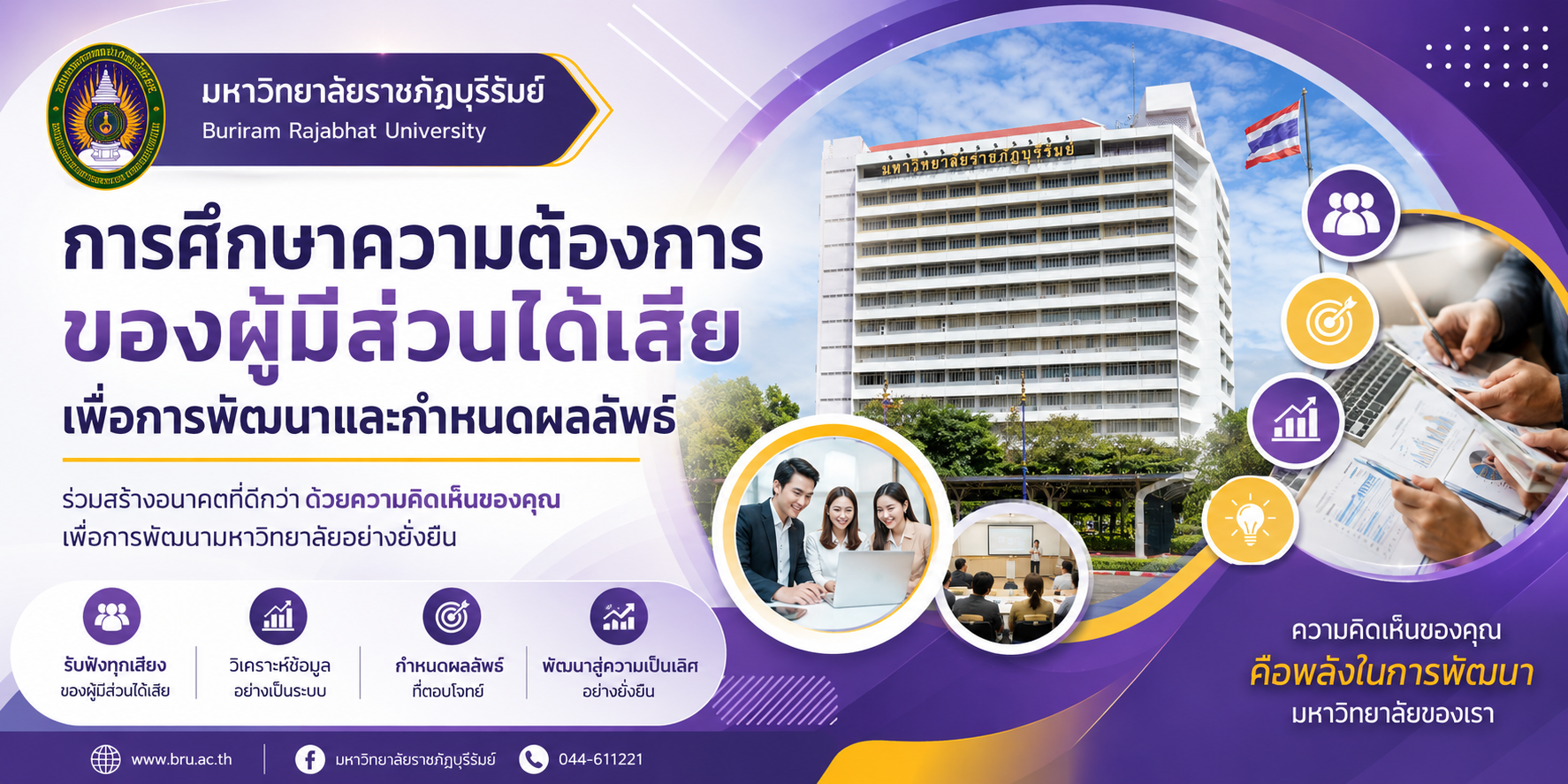 แบนเนอร์การศึกษาความต้องการของผู้มีส่วนได้เสีย มหาวิทยาลัยราชภัฏบุรีรัมย์