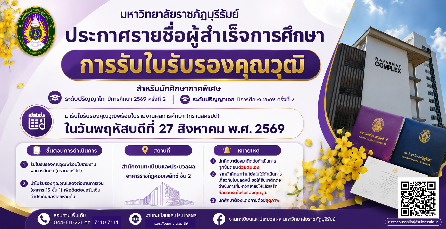 รายชื่อผู้สำเร็จการศึกษาและการรับใบรับรองคุณวุฒิ